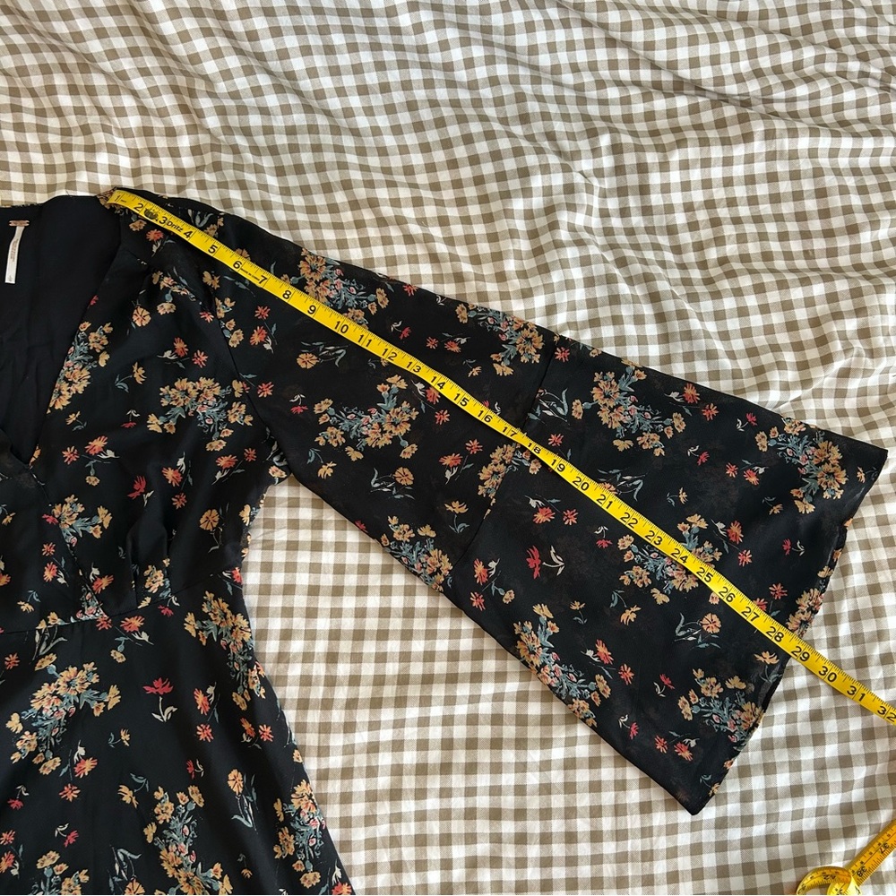 Free People Lilou Floral Bell Sleeve Mini Dress | Size L - Picture 13 of 15